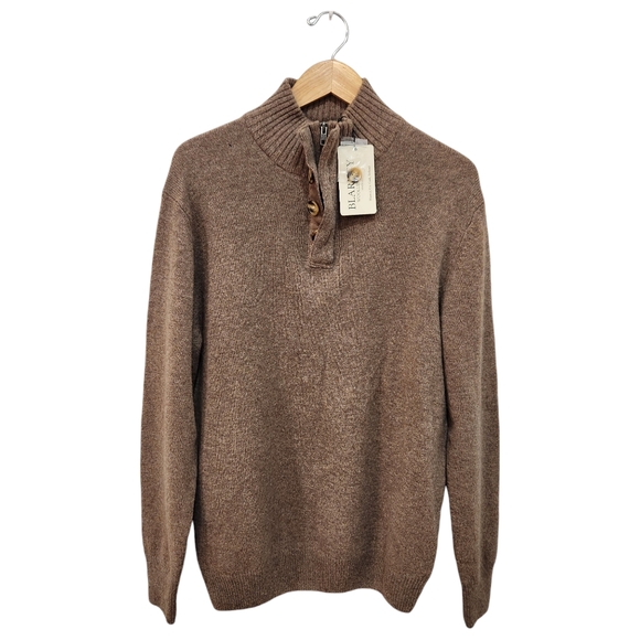 Blarney Woolen Mills Other - Blarney Woolen Mills Sweater Mens XL Brown 1/4 Zip Henley Lambswool Preppy